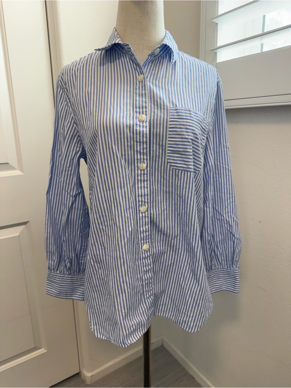 rag & bone Blue and White Striped Button-Down Shirt